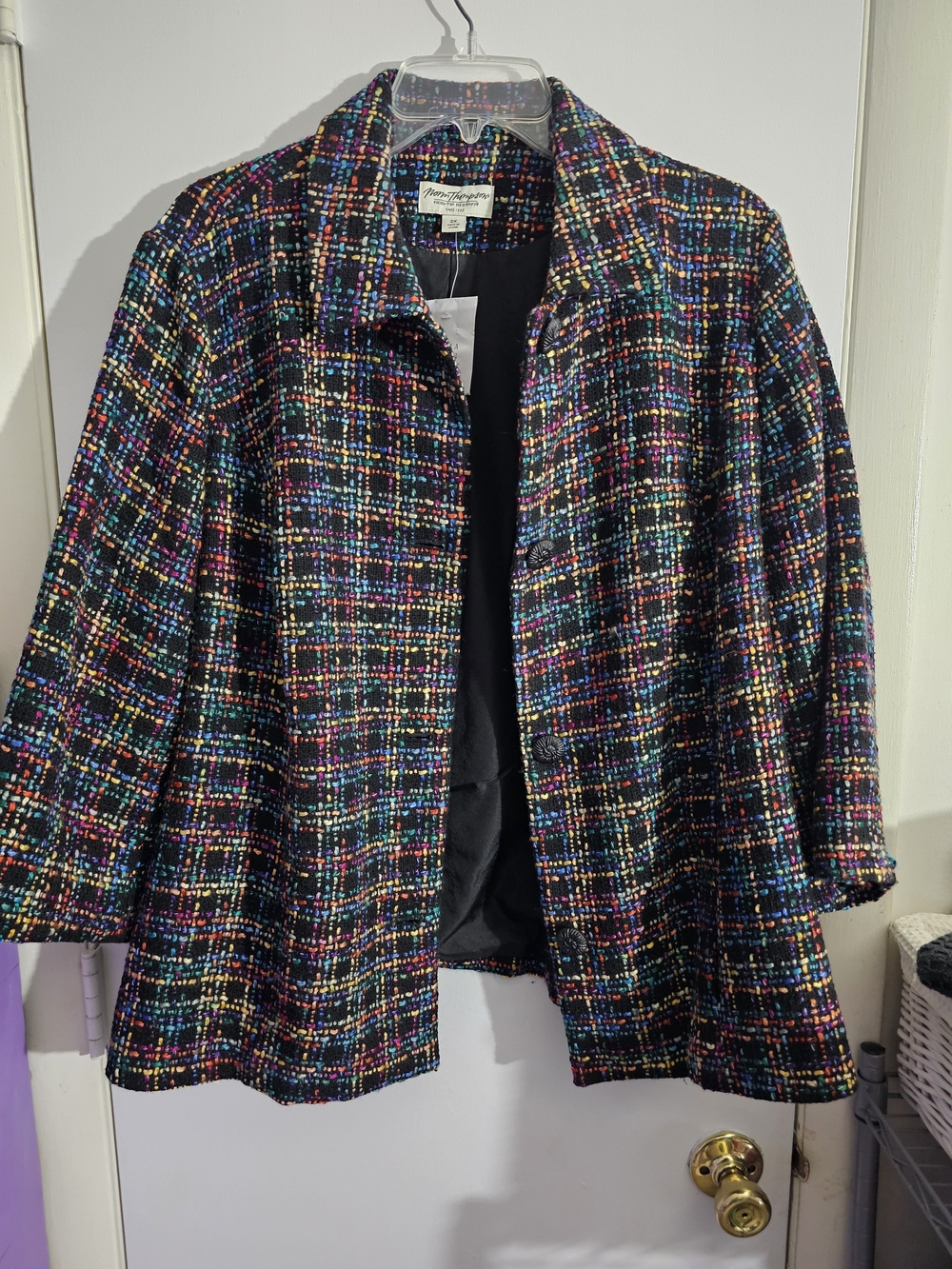 Norm Thompson Multicolor Rainbow Tweed Blazer Jacket. 2X